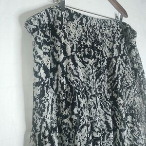 Faded Glory 3XL Vintage Maxi Skirt Stretch Band Boho Style Black/Gray Chiffon